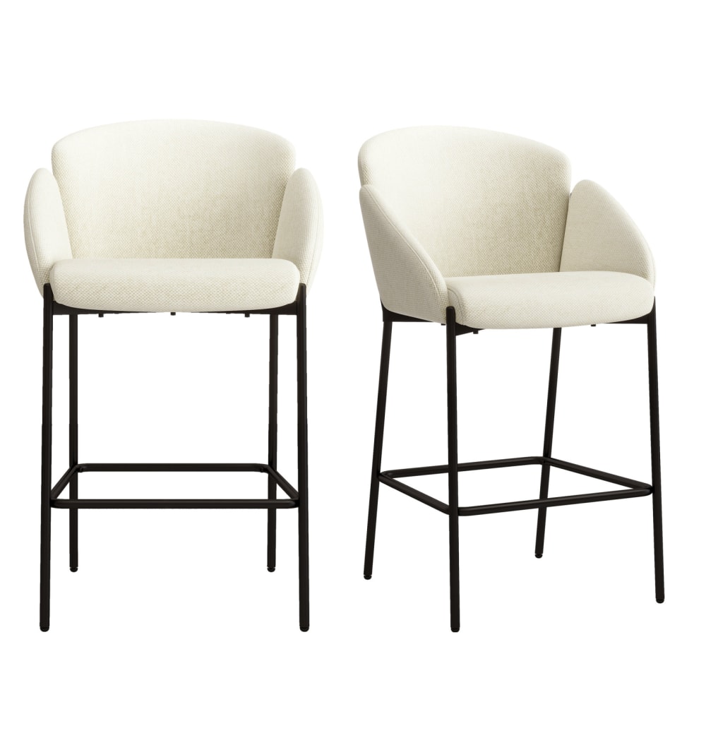 Wohnli Möbelsuche - Barstuhl aus Stoff Luxury Ecru (x2)