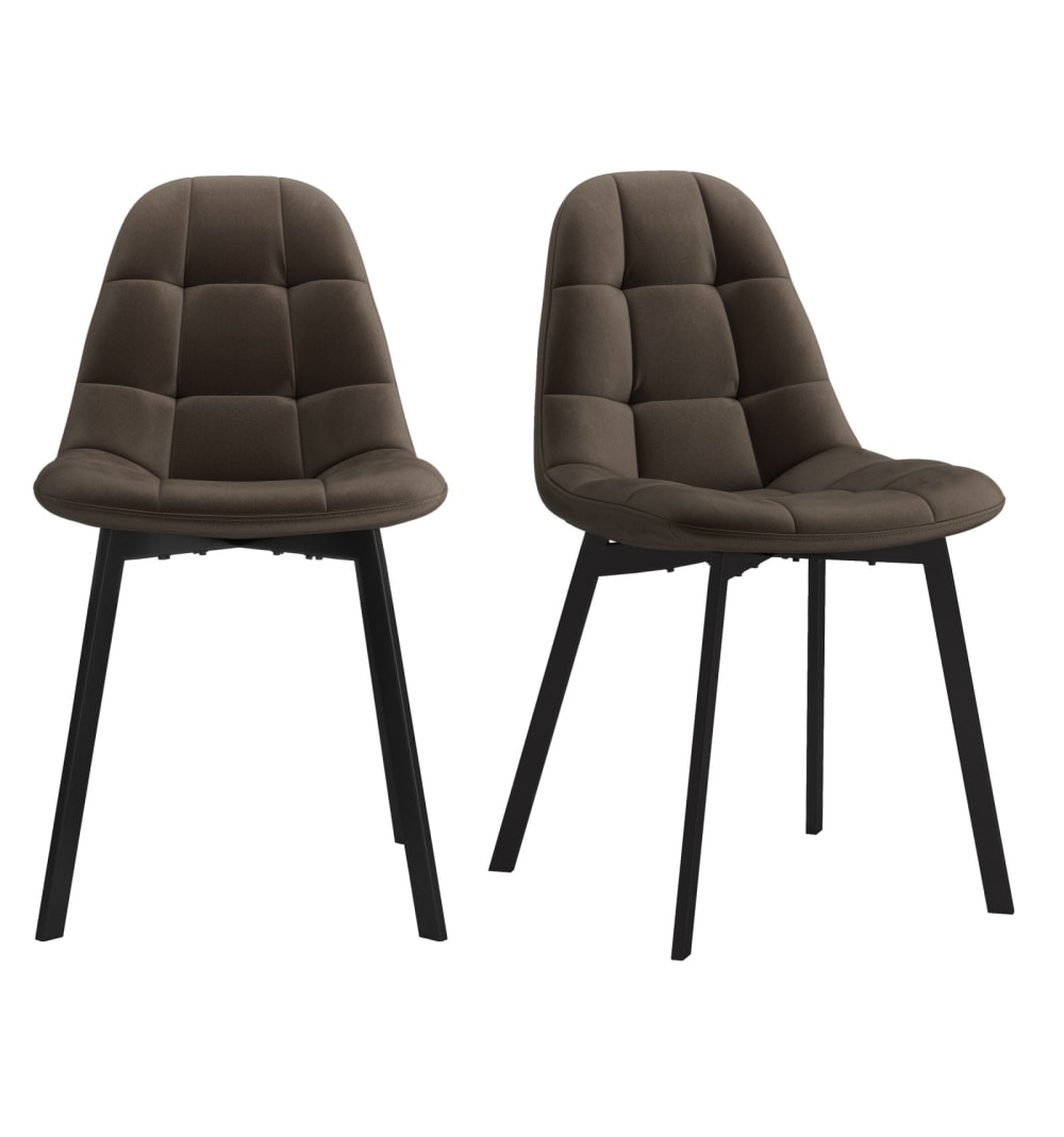 wohnli-moebel-suche-M24178229 Wohnli Möbelsuche - 2er Set Stuhl aus braunem Samt und schwarzem Metall
