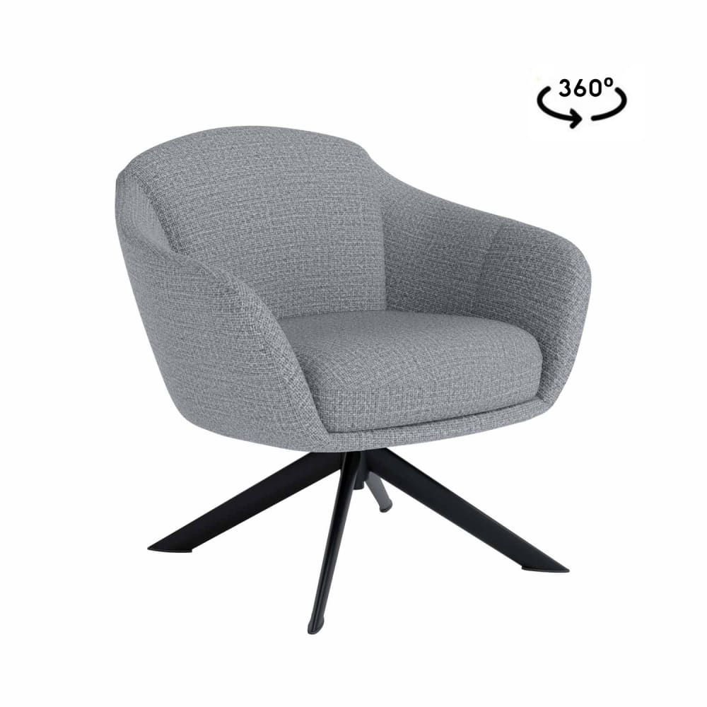 wohnli-moebel-suche-M24179334 Wohnli Möbelsuche - Niedriger Drehstuhl mit schwarzen Beinen und elegantem Stoff hellgrau