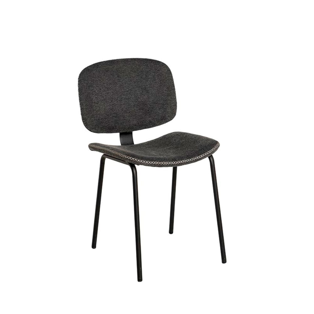 wohnli-moebel-suche-M24179367 Wohnli Möbelsuche - Gepolsterter Stuhl mit gebogener Sitzfläche und Rückenlehne dunkelgrau