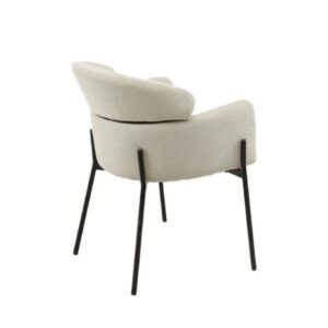wohnli-moebel-suche-M24179378-1 Gepolsterter Stuhl mit hoher Rückenlehne und Armlehnen beige 61x79x61cm PES - Polyester Beige Koketto Home Möbel Esszimmermöbel Stühle
