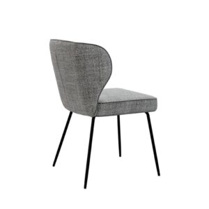 wohnli-moebel-suche-M24179408-1 Stuhl aus meliertem Stoff mit Kanten und Beinen schwarz hellgrau 58x80x52cm PES - Polyester Grau Koketto Home Möbel Esszimmermöbel Stühle