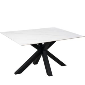 Wohnli Möbelsuche - Esstisch aus Keramik 160 cm mit schwarzen Beinen