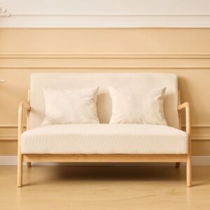 2-Sitzer-Sofa aus Massivholz und Kord Beige 80x77x120cm Holz Beige Nordlys Sofas und Sessel Sofas Sitzbank und Polsterbank