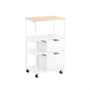 wohnli-moebel-suche-M24180146 Wohnli Möbelsuche - Küchenwagen Beistellwagen Rollwagen aus MDF(E1)Kautschukholz Weißnatur