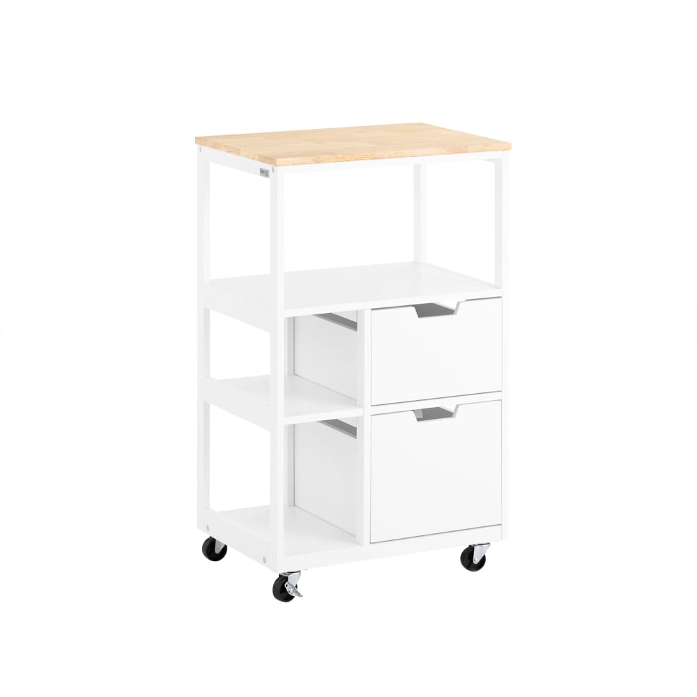 wohnli-moebel-suche-M24180146 Wohnli Möbelsuche - Küchenwagen Beistellwagen Rollwagen aus MDF(E1)Kautschukholz Weißnatur