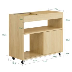 Aktenschrankwagen Druckertisch Druckerständer aus PB(E1) Natur 70x60x30cm Spanplatte Braun SoBuy Möbel Wohnzimmermöbel Beistelltische