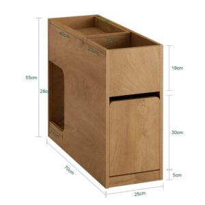 wohnli-moebel-suche-M24180171-1 Nachttisch mit 1 Schublade und 1 Naturtablett 25x70x55cm Spanplatte Braun SoBuy Möbel Wohnzimmermöbel Beistelltische