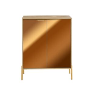 Wohnli Möbelsuche - Küchenschrank Sideboard Schrank Kommode aus PB(E1) Metall Glas Gold
