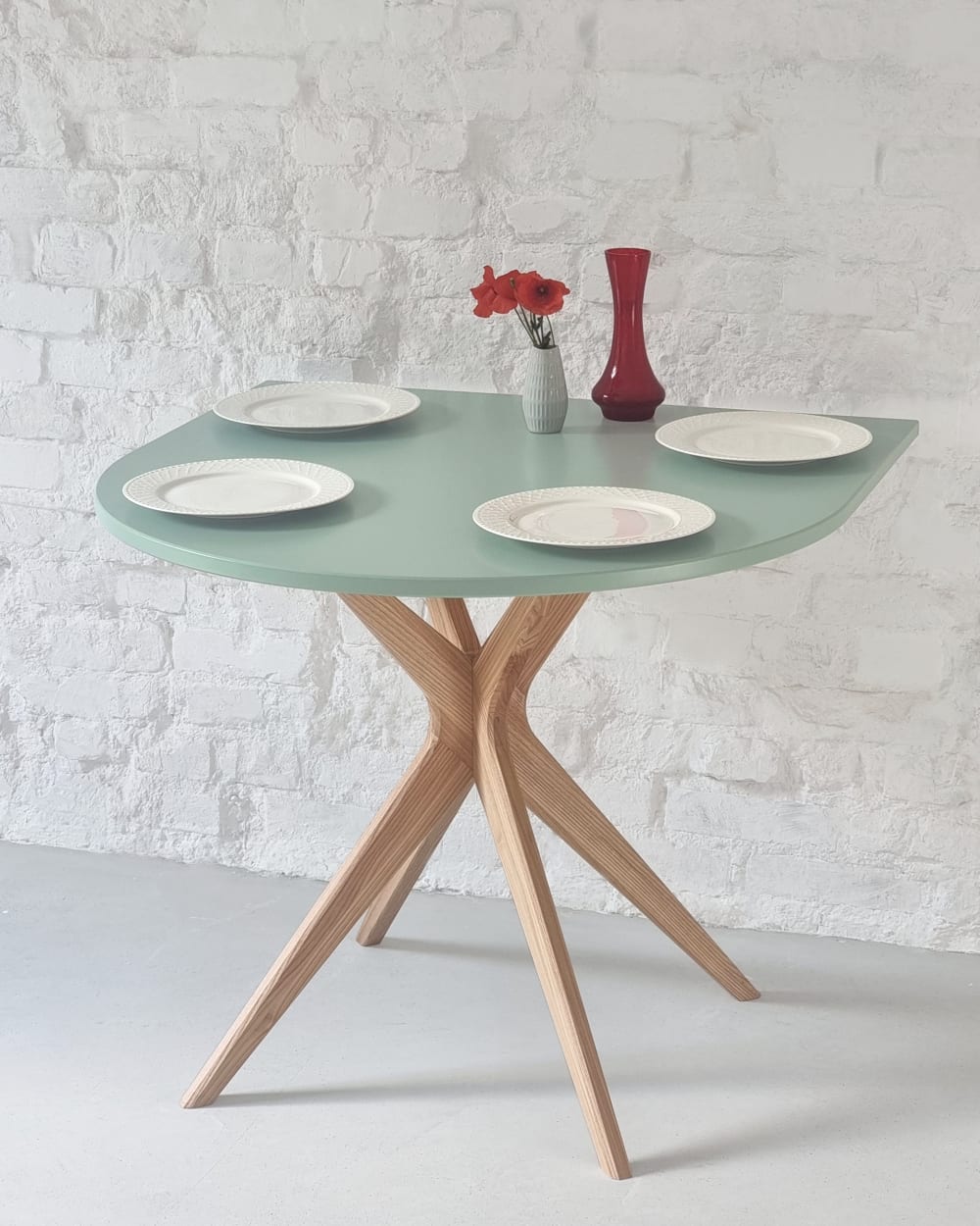 Halb ovaler Esstisch 90x90cm Weiß 90x73x90cm Holz Weiß Ragaba Möbel Esszimmermöbel Esstische