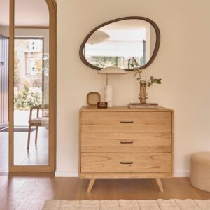 wohnli-moebel-suche-M24180629-1 Buffet aus massivem Mindi 90 cm 90x80x50cm Holz Beige BERAH GETAH Möbel Esszimmermöbel Sideboards, Highboards & niedrige Anrichten