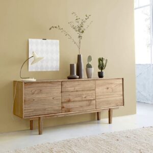 wohnli-moebel-suche-M24180633-1 Buffet aus massivem Mindi 180 cm 180x75x42cm Holz Beige BERAH GETAH Möbel Esszimmermöbel Sideboards, Highboards & niedrige Anrichten