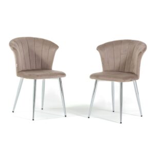 wohnli-moebel-suche-M24180741-1 2er-Set Stühle Samt/Metallbeine taupe/silber 58x82x63cm Samt Taupe Siediti Fuori e Dentro Möbel Esszimmermöbel Stühle