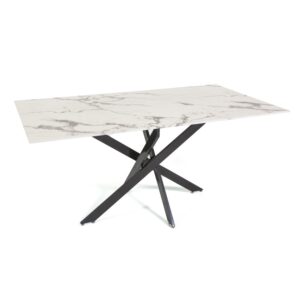 Innen-Tisch 160x90cm Glasplatte weißer Marmor/dunkelgrau 160x76x90cm Glas Weiß Siediti Fuori e Dentro Möbel Esszimmermöbel Esstische