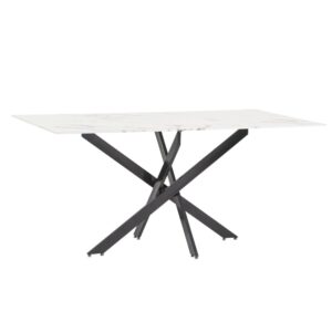 Wohnli Möbelsuche - Innen-Tisch 160x90cm Glasplatte weißer Marmor/dunkelgrau