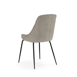 Polsterstuhl im Mid-Century-Stil mit braunen Details taupe 63x83x50cm PES - Polyester Taupe Koketto Home Möbel Esszimmermöbel Stühle