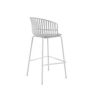wohnli-moebel-suche-M24181097-1 Niedriger Hocker mit Rückenlehne aus Polypropylen weiß 43x89x43cm PC - Polycarbonat Weiß Koketto Home Möbel Esszimmermöbel Barhocker