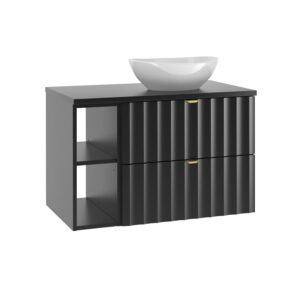 wohnli-moebel-suche-M24181162 Wohnli Möbelsuche - Waschtisch 80cm 2 Nischen Melamin Schwarz
