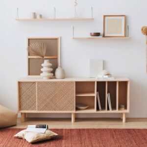 Sideboard aus massivem Naturholz - drei Trennwände - 170 cm Lackiert 170x65x35cm Holz Braun Naan Furniture Möbel Esszimmermöbel Sideboards, Highboards & niedrige Anrichten