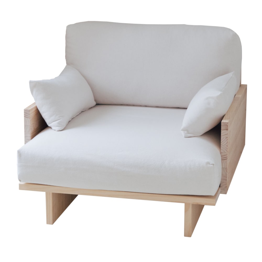 Wohnli Möbelsuche - Sessel aus wollweiß  Kiefernholz 94