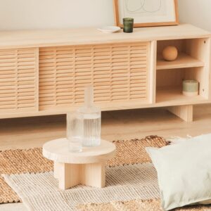 Kleiner Hocker aus Massivholz natur 15 cm Lackiert 30x15x30cm Holz Braun Naan Furniture Möbel Wohnzimmermöbel Beistelltische