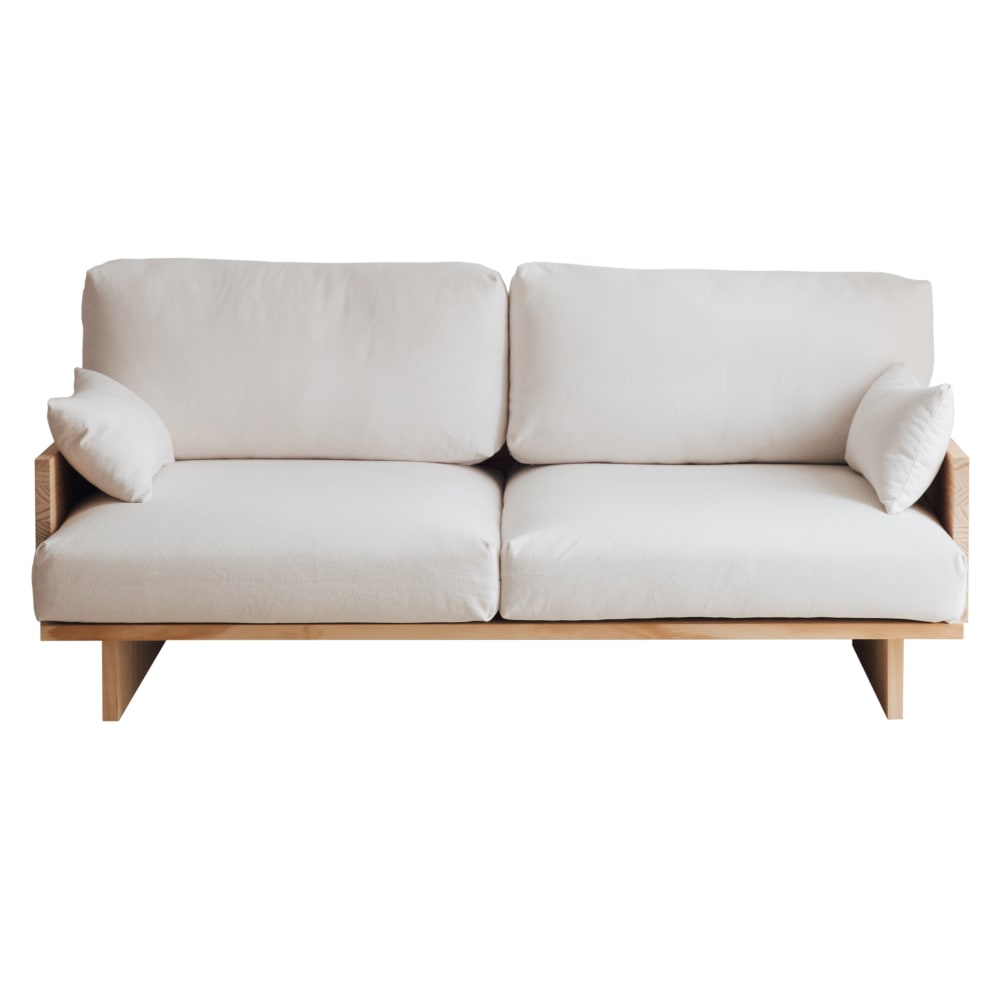 wohnli-moebel-suche-M24181395 Wohnli Möbelsuche - Zweisitzer-Sofa wollweiß  aus Massivholz 183 cm Lackiert