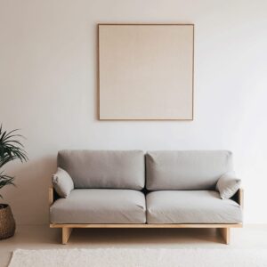 Zweisitzer-Sofa hellgrau in Kiefer massiv natur 183 cm Lackiert 183x75x92cm Holz Braun Naan Furniture Sofas und Sessel Sofas 2-Sitzer-Sofas & 3-Sitzer-Sofas