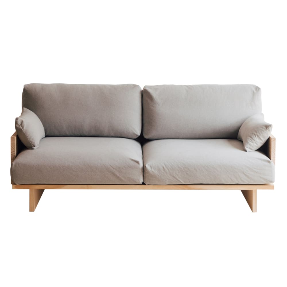 wohnli-moebel-suche-M24181397 Wohnli Möbelsuche - Zweisitzer-Sofa hellgrau in Kiefer massiv natur 183 cm Lackiert