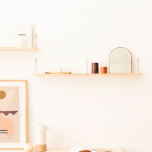 Wandregal aus Massivholz natur 180 cm Lackiert 180x20x19cm Holz Braun Naan Furniture Möbel Wohnzimmermöbel Regale