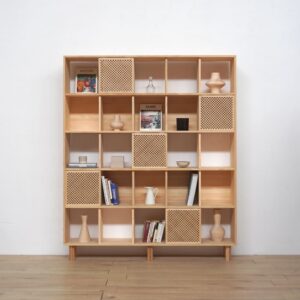 wohnli-moebel-suche-M24181442-1 Bücherregal aus Massives Naturholz 5 Türen 160 cm Lackiert 160x191x30cm Holz Braun Naan Furniture Möbel Wohnzimmermöbel Bücherregale