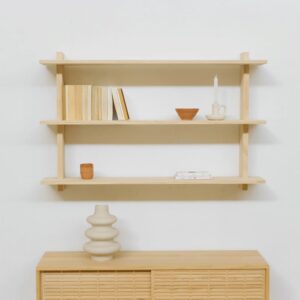 wohnli-moebel-suche-M24181446-1 Dreifaches Wandregal aus Kiefer natur 120 cm Lackiert 120x75x21cm Holz Braun Naan Furniture Möbel Wohnzimmermöbel Regale