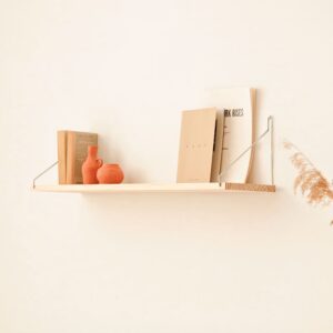 Kleines Wandregal aus Massivholz natur 60 cm Lackiert 60x20x19cm Holz Braun Naan Furniture Möbel Wohnzimmermöbel Regale