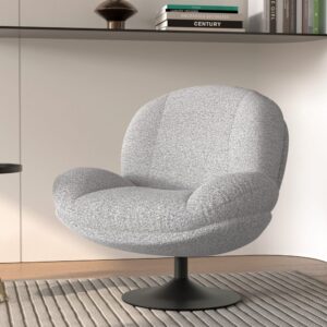 wohnli-moebel-suche-M25000163-1 Drehstuhl aus meliertem Bouclé-Stoff in Grau 80x84x90cm Stoff Grau Maison Pavane Sofas und Sessel Sessel, Poufs und Fußbänke Sessel