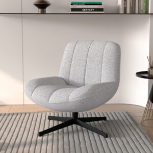 wohnli-moebel-suche-M25000171-1 Drehstuhl aus grauem Bouclé-Stoff 70x77x74cm Stoff Grau Maison Pavane Sofas und Sessel Sessel, Poufs und Fußbänke Sessel