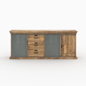 205x85x40cm Holz Braun Rendez-Vous Déco Möbel Esszimmermöbel Sideboards, Highboards & niedrige Anrichten