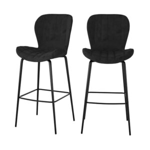 Wohnli Möbelsuche - 2er Set Barstühle aus schwarzem Samt 75 cm
