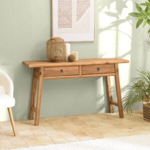 wohnli-moebel-suche-M25000699-1 Konsole mit 2 Schubladen 140x80x38cm Holz Braun MACABANE Möbel Wohnzimmermöbel Konsolentische