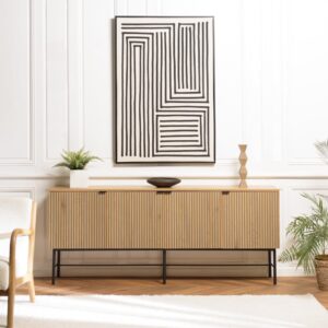 wohnli-moebel-suche-M25000719-1 Sideboard mit gerilltem 181x75x40cm Spanplatte Braun MACABANE Möbel Esszimmermöbel Sideboards, Highboards & niedrige Anrichten