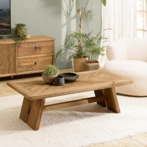 Rechteckiger Couchtisch 130x70cm 130x40x70cm Holz Braun MACABANE Möbel Wohnzimmermöbel Couchtische