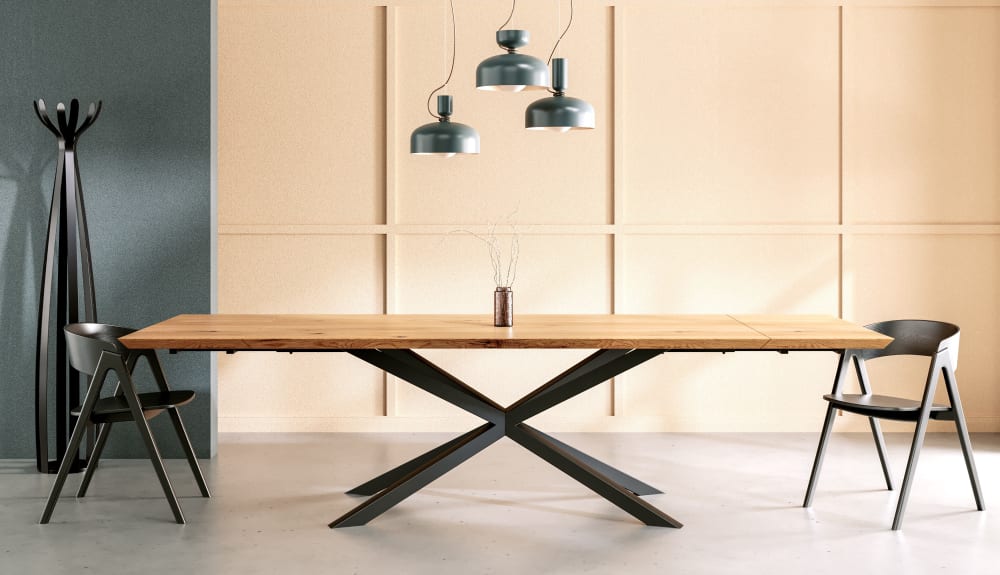 wohnli-moebel-suche-M25001761-1 Ausziehbarer Esstisch aus Eichenholz 220x90 + 2x50 cm 320x75x90cm Holz Braun Danzz Möbel Esszimmermöbel Esstische