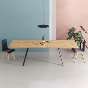 wohnli-moebel-suche-M25001778-1 Ausziehbarer Esstisch aus Eichenholz 180x90 + 1x50 cm 230x75x90cm Holz Braun Danzz Möbel Esszimmermöbel Esstische