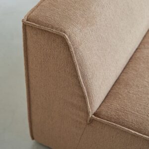 wohnli-moebel-suche-M25002039-1 Modulares 2-Sitzer-Sofa und abgerundet aus camelfarbenem Stoff 247x75x93cm Stoff Braun Tikamoon Sofas und Sessel Sofas Modulare Sofas