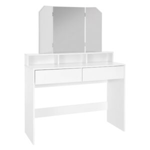 Wohnli Möbelsuche - Schminktisch mit Hocker Spiegel mit Staufächer Weiß