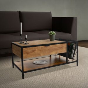 Couchtisch mit Schublade und Zeitschriftenfach Braun 100x45x54cm Spanplatte Braun ML-Design Möbel Wohnzimmermöbel Couchtische
