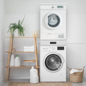 wohnli-moebel-suche-M25002412-1 Zwischenbaurahmen Schublade Waschmaschine Trockner 61x15x54cm Edelstahl Weiß ML-Design Möbel Badezimmermöbel Badezimmerregale