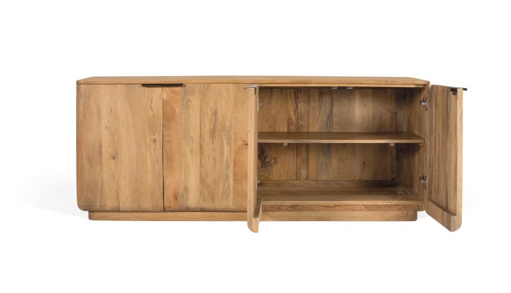 wohnli-moebel-suche-M25002532-1 Sideboard aus Mangoholz mit abgerundeten Ecken 175x70x45cm Holz Braun GINER Y COLOMER Möbel Esszimmermöbel Sideboards, Highboards & niedrige Anrichten