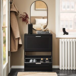 wohnli-moebel-suche-M25002666-1 Schuhkipper Schuhablage Schuhregal aus PB(E1) Schwarz 60x80x25cm Spanplatte Schwarz SoBuy Möbel Flurmöbel Schuhschränke