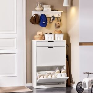 wohnli-moebel-suche-M25002669-1 Schuhkipper Schuhschrank Schuhablage aus PB(E1) Produktmaße Weiß 60x90x30cm Spanplatte Weiß SoBuy Möbel Flurmöbel Schuhschränke