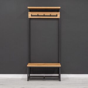 Kleiderhaken aus massivem Eichenholz 90 cm 36x180x90cm Holz Braun Danzz Möbel Schlafzimmermöbel Kleiderständer