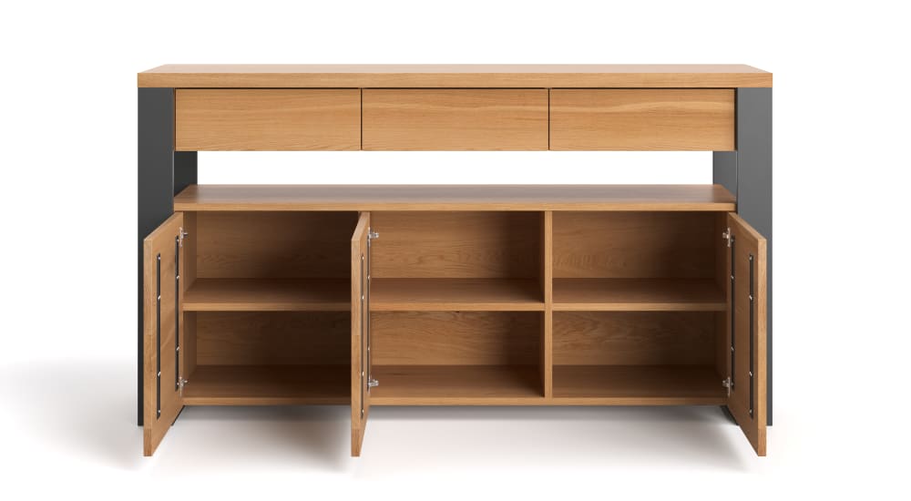 Kommode aus massivem Eichenholz 140 cm 140x100x50cm Holz Braun Danzz Möbel Schlafzimmermöbel Kommoden